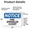 Signmission Fire Sprinkler Closet OSHA Notice Sign, Vinyl Decal, 24in W x 18in L, 2PK OS-2PACK-NS-D-1824-L-12659 - alternate 4